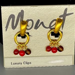 !!!SOLD!!!Vintage Monet Luxury Clip Earrings, Signed